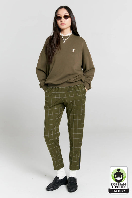 Karen Walker | Runaway Girl Cotton Crewneck Sweatshirt | Hunter Green | Palm Boutique