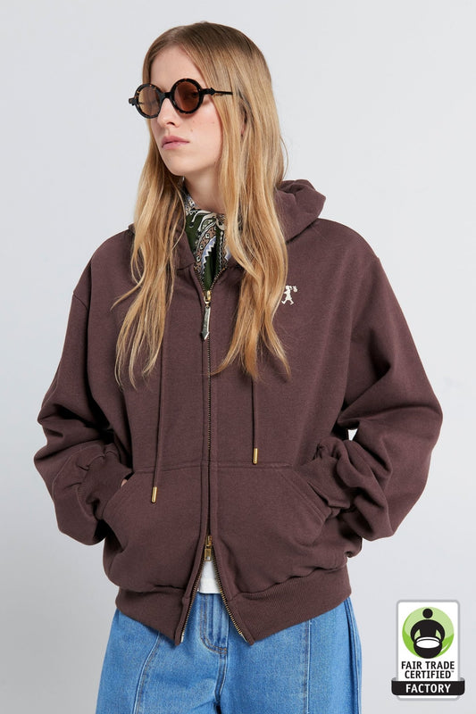 Karen Walker | Runaway Girl Cropped Oversize Hoodie | Chocolate Brown | Palm Boutique