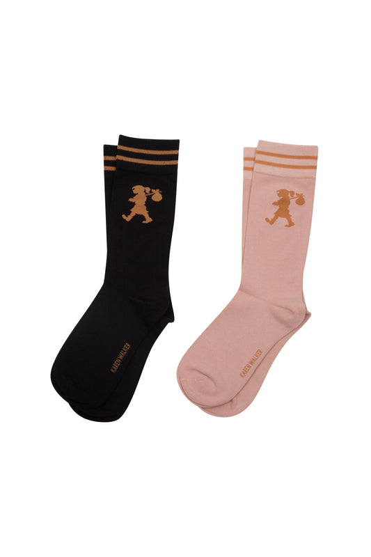 Karen Walker | Runaway Girl Socks 2pk | Black Pink | Palm Boutique