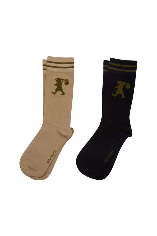 Karen Walker | Runaway Girl Socks 2pk | Black Sesame | Palm Boutique