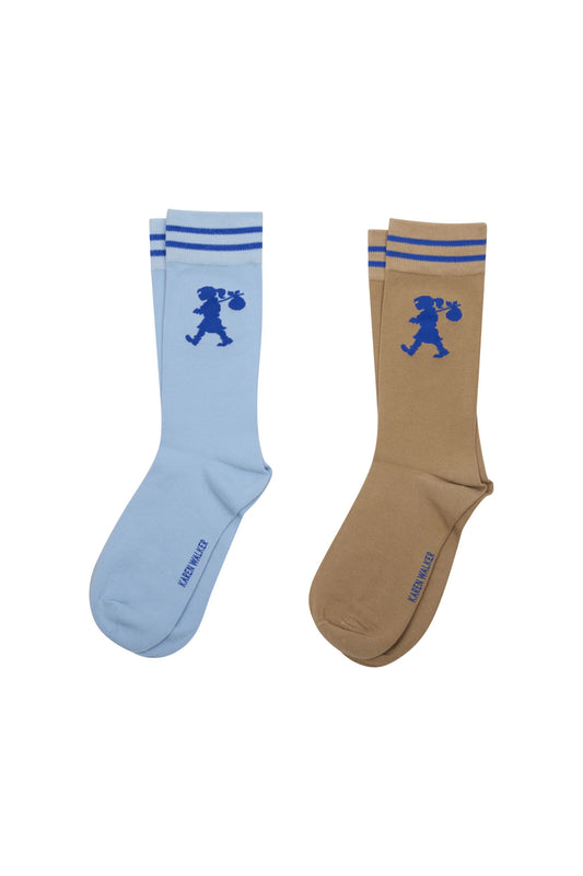 Karen Walker | Runaway Girl Socks 2pk | Blue Sesame | Palm Boutique
