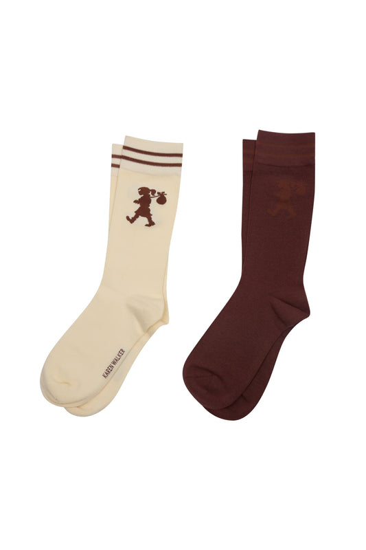 Karen Walker | Runaway Girl Socks 2pk | Cream Mahogany | Palm Boutique