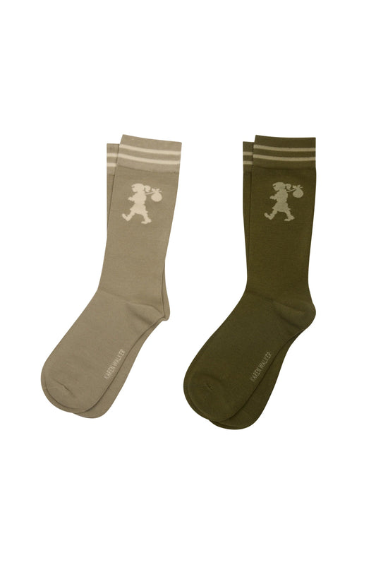 Karen Walker | Runaway Girl Socks 2pk | Sage Olive | Palm Boutique