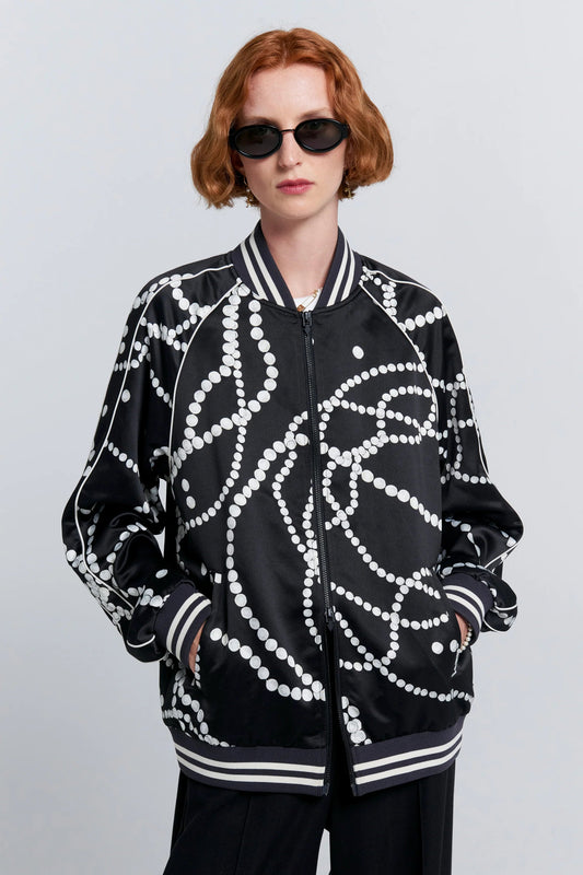 Karen Walker | Runaway Pearls Bomber Jacket | Black | Palm Boutique