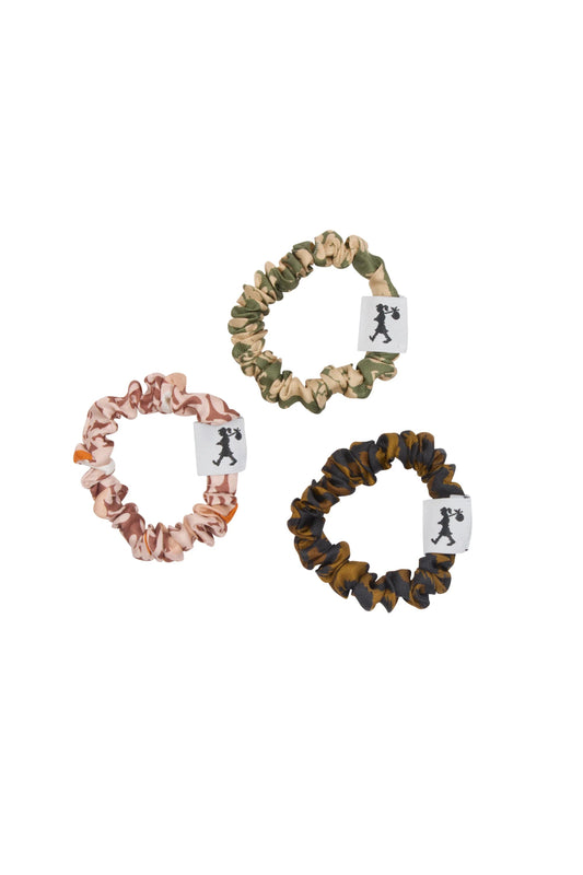 Karen Walker | Silk Scrunchie 3pc Set | Pink/Olive/Tan | Palm Boutique