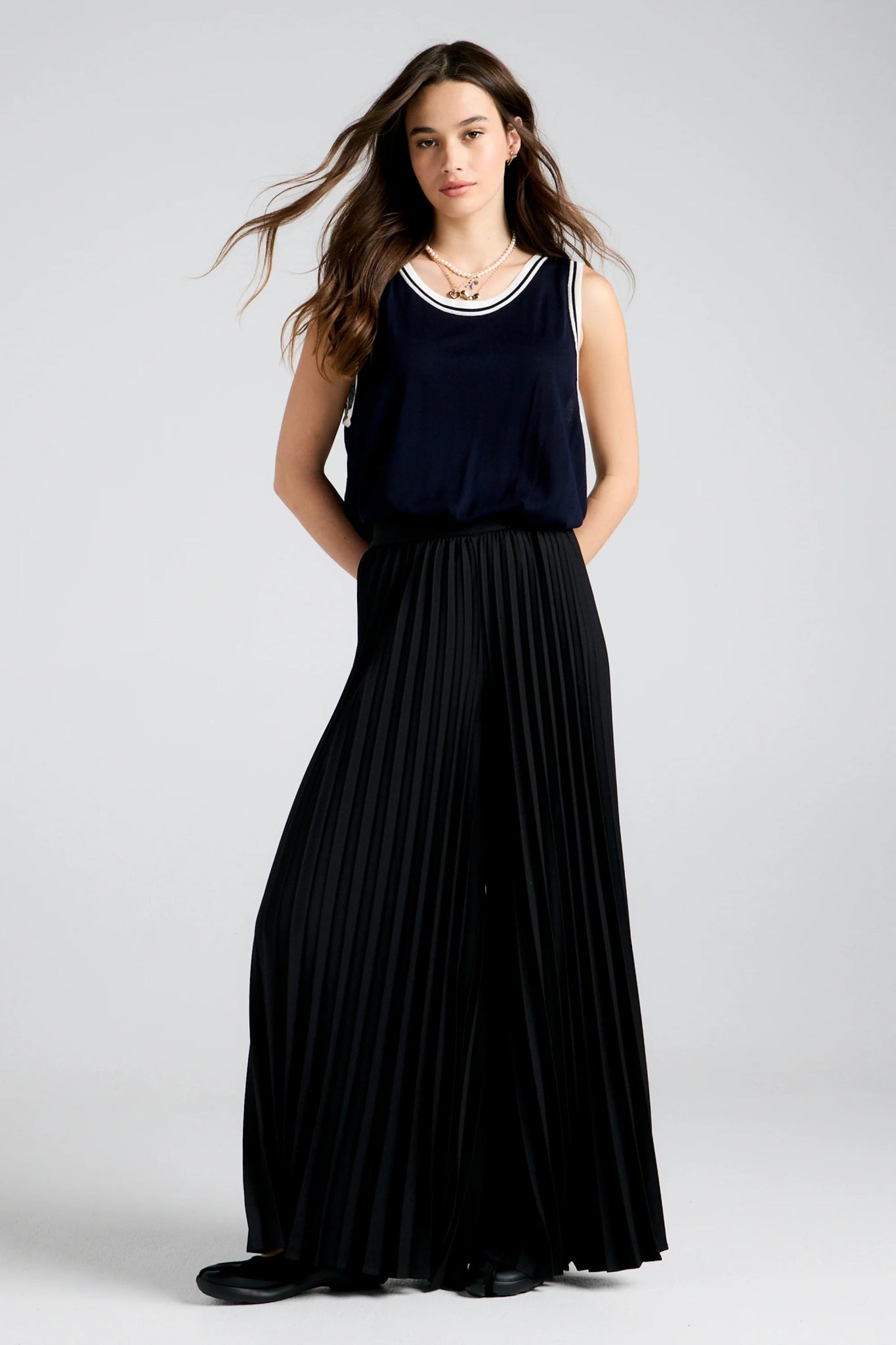 Karen Walker | Sunray Pleated Pants | Black | Palm Boutique