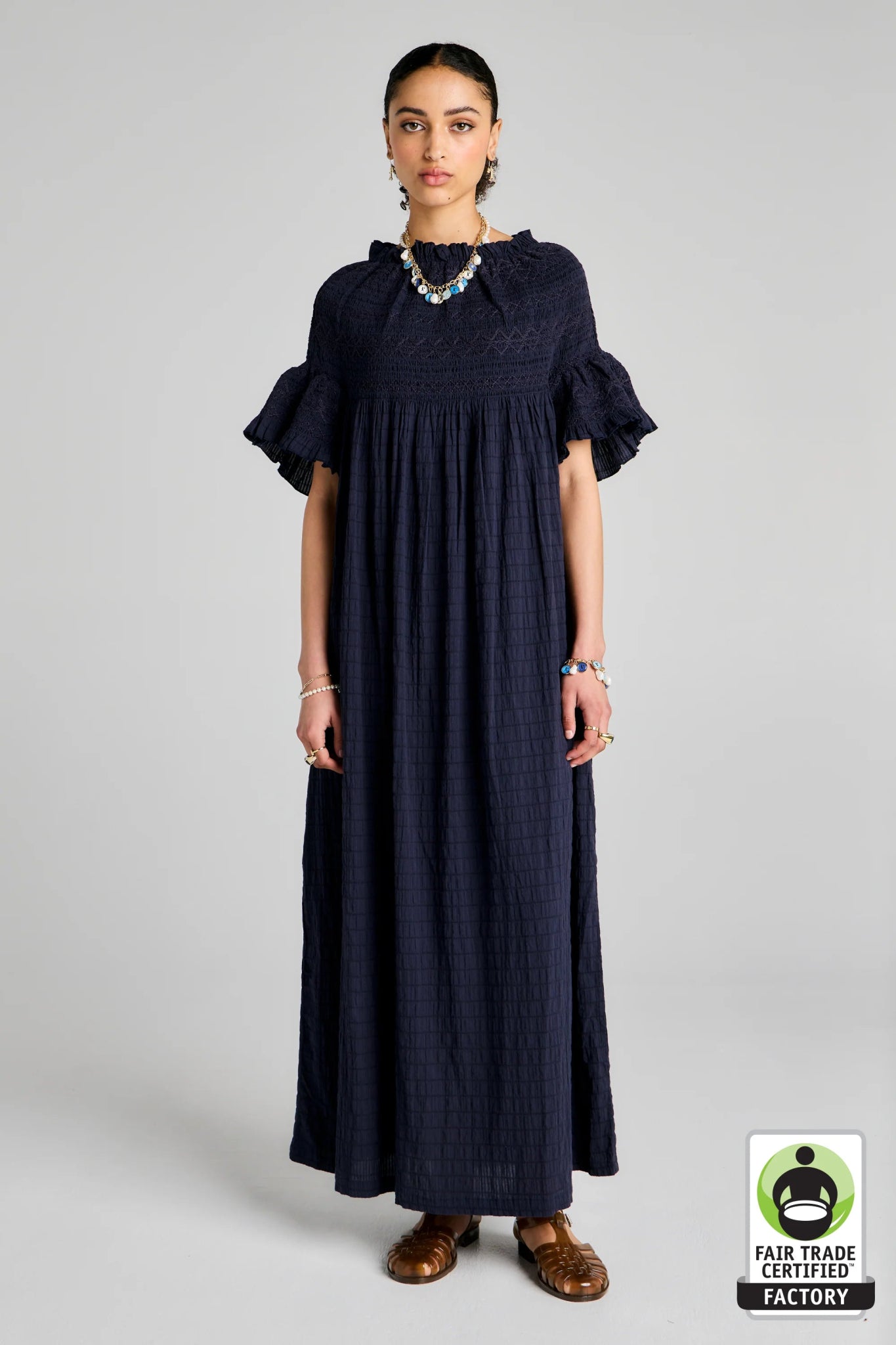 Karen Walker | Theia Smocked Dress | Navy | Palm Boutique