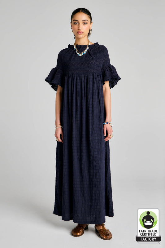 Karen Walker | Theia Smocked Dress | Navy | Palm Boutique