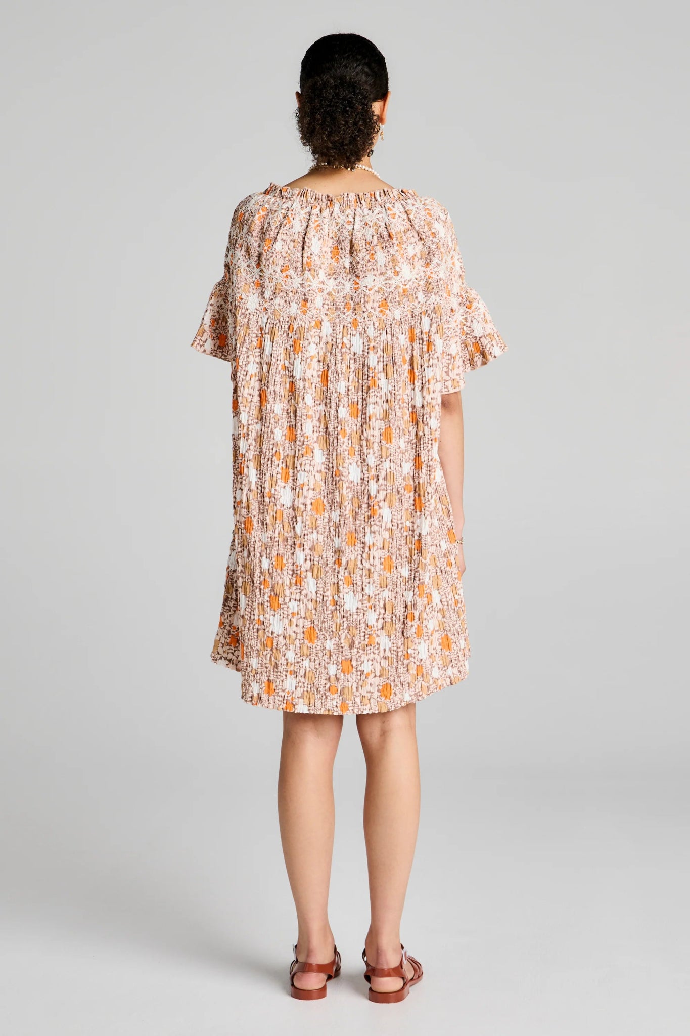 Karen Walker | Theia Smocked Mini Dress | Pink Multi/White | Palm Boutique