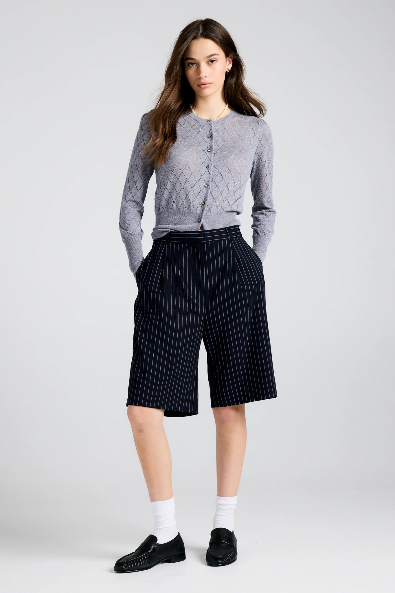 Karen Walker | Walker Bermuda Shorts | Navy | Palm Boutique