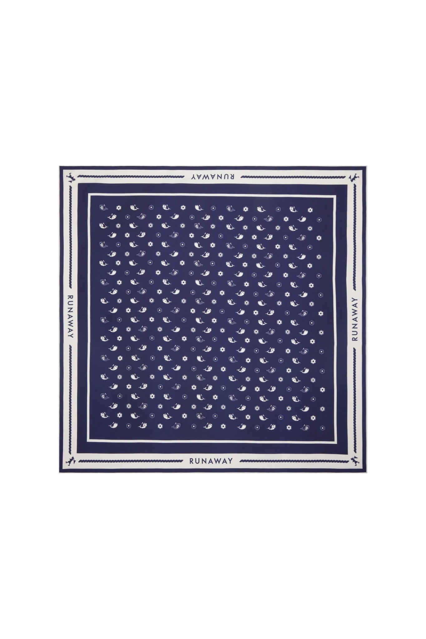Karen Walker | Whale Floral Classic Silk Scarf | Navy | Palm Boutique