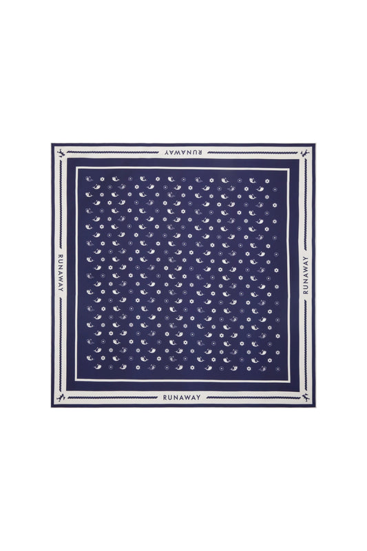 Karen Walker | Whale Floral Classic Silk Scarf | Navy | Palm Boutique