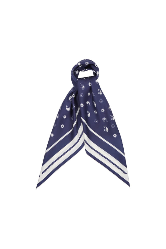 Karen Walker | Whale Floral Classic Silk Scarf | Navy | Palm Boutique