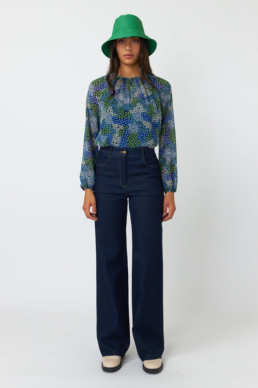 Kate Sylvester | Patchwork Floral Top | Blue | Palm Boutique
