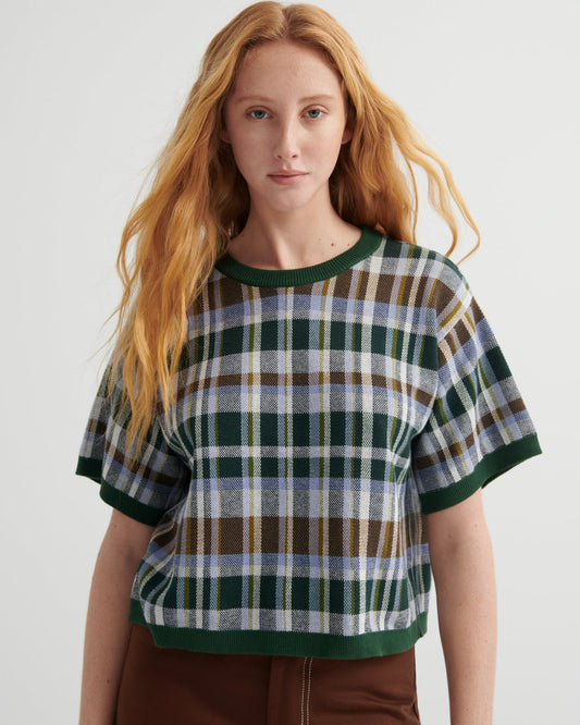 kowtow | Chequered Tee | Forest | Palm Boutique