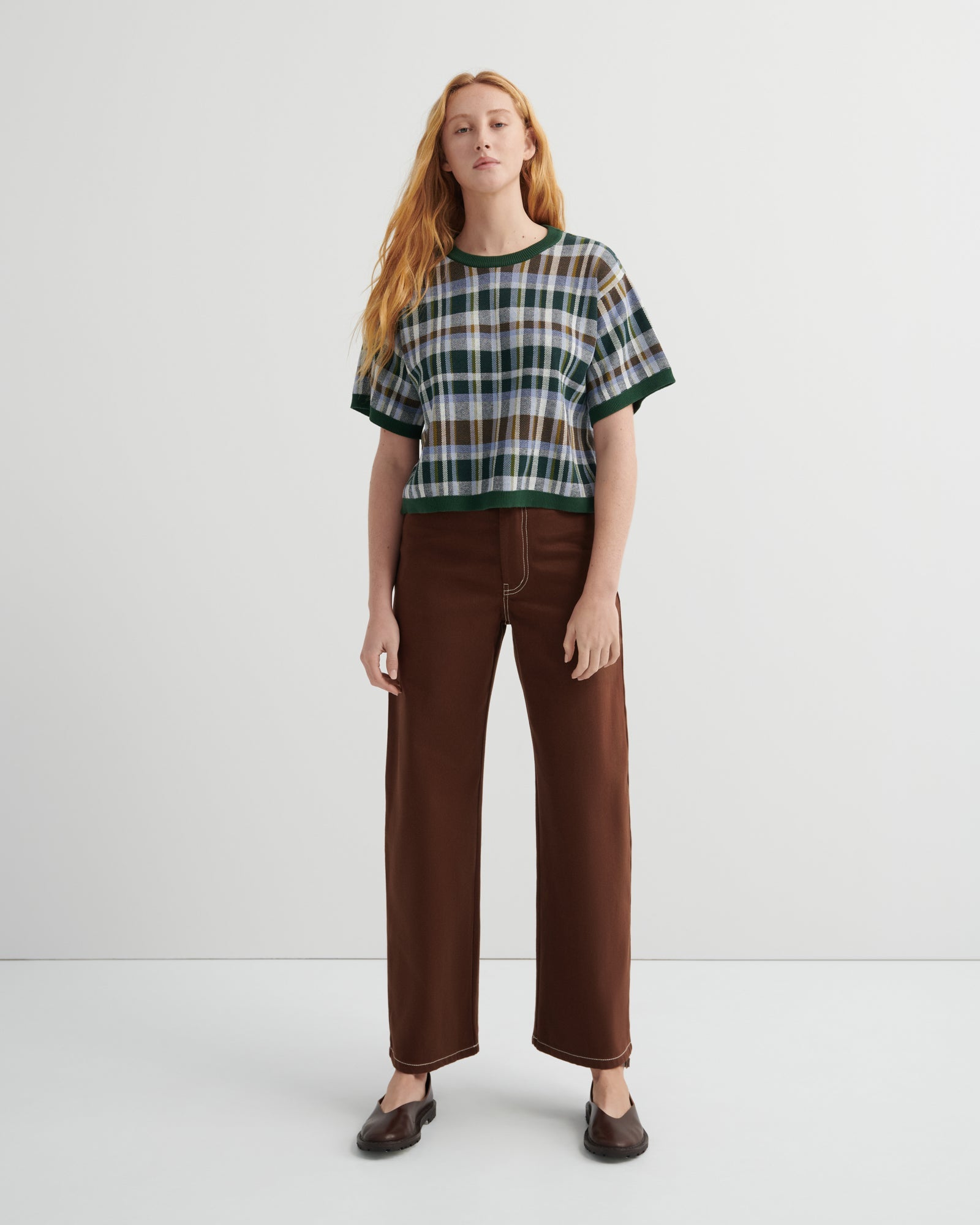 kowtow | Chequered Tee | Forest | Palm Boutique