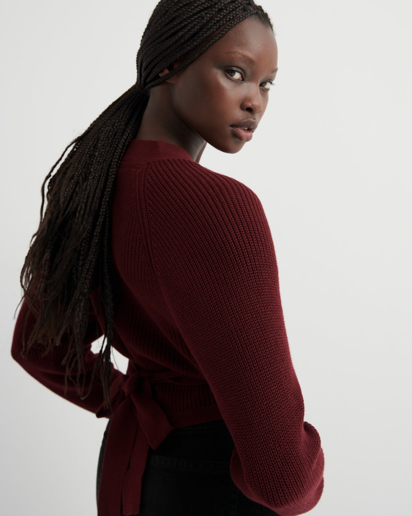 kowtow | Composure Cardi | Maroon | Palm Boutique