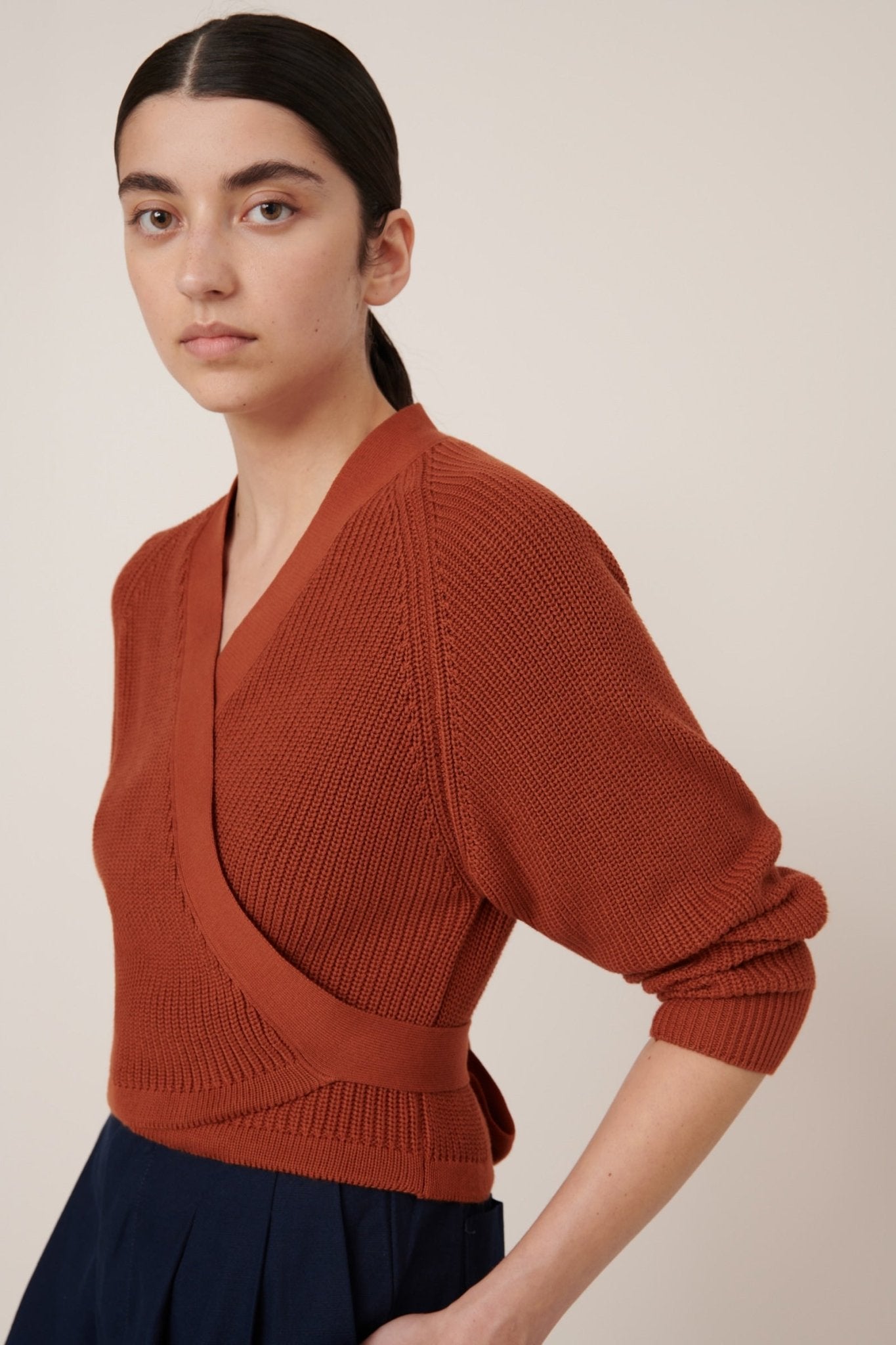 kowtow | Composure Cardigan | Clay Red | Palm Boutique