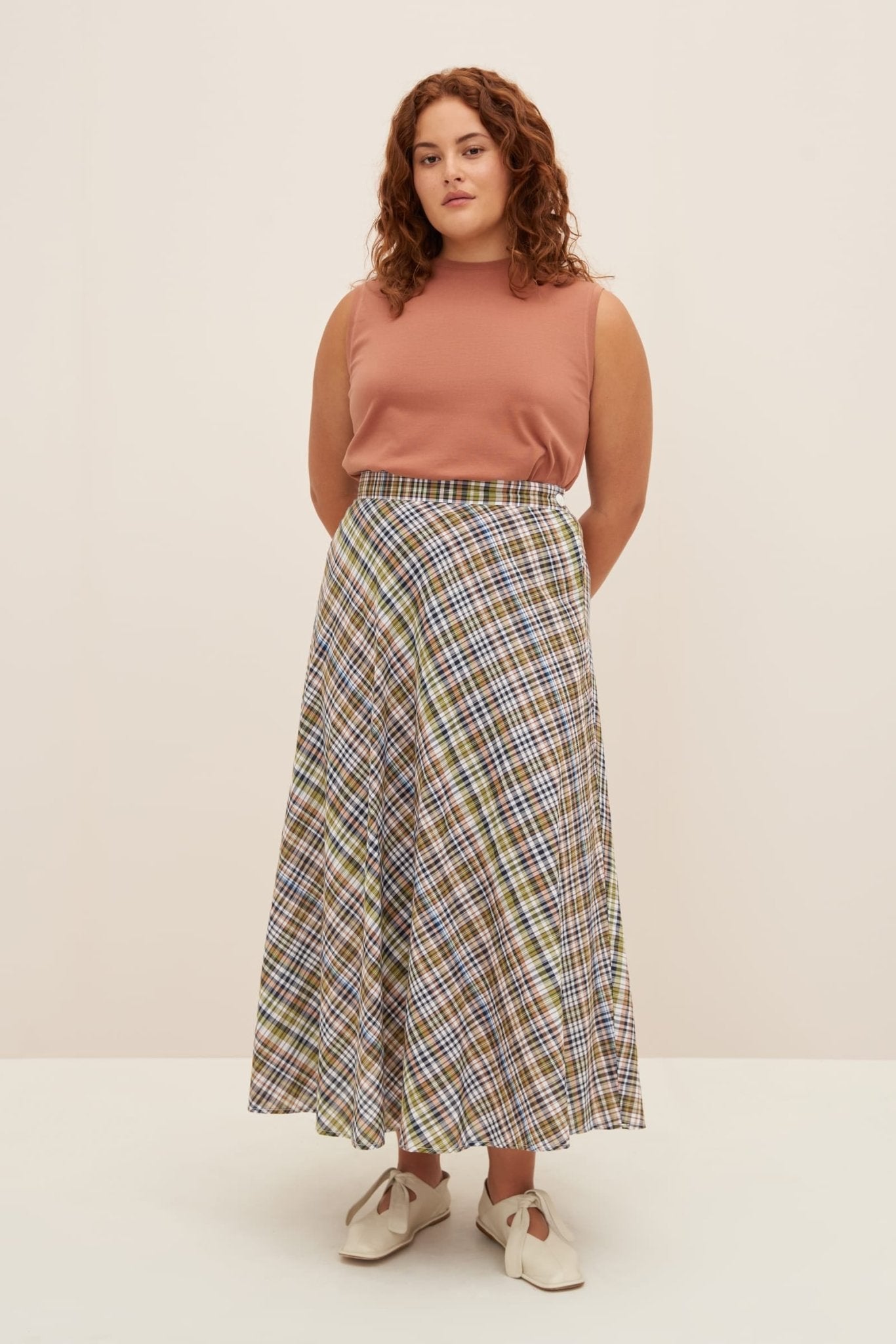 kowtow | Helene Skirt | Vista Check | Palm Boutique