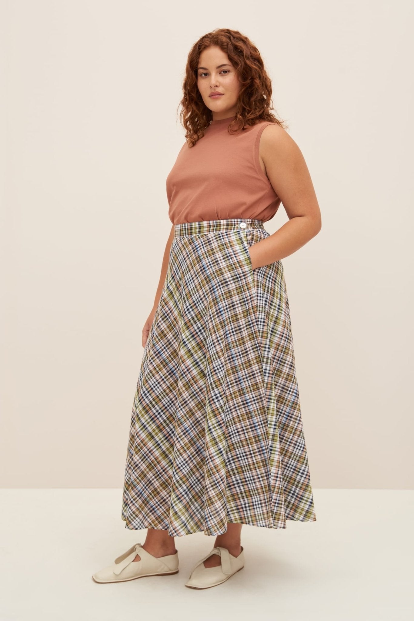 kowtow | Helene Skirt | Vista Check | Palm Boutique