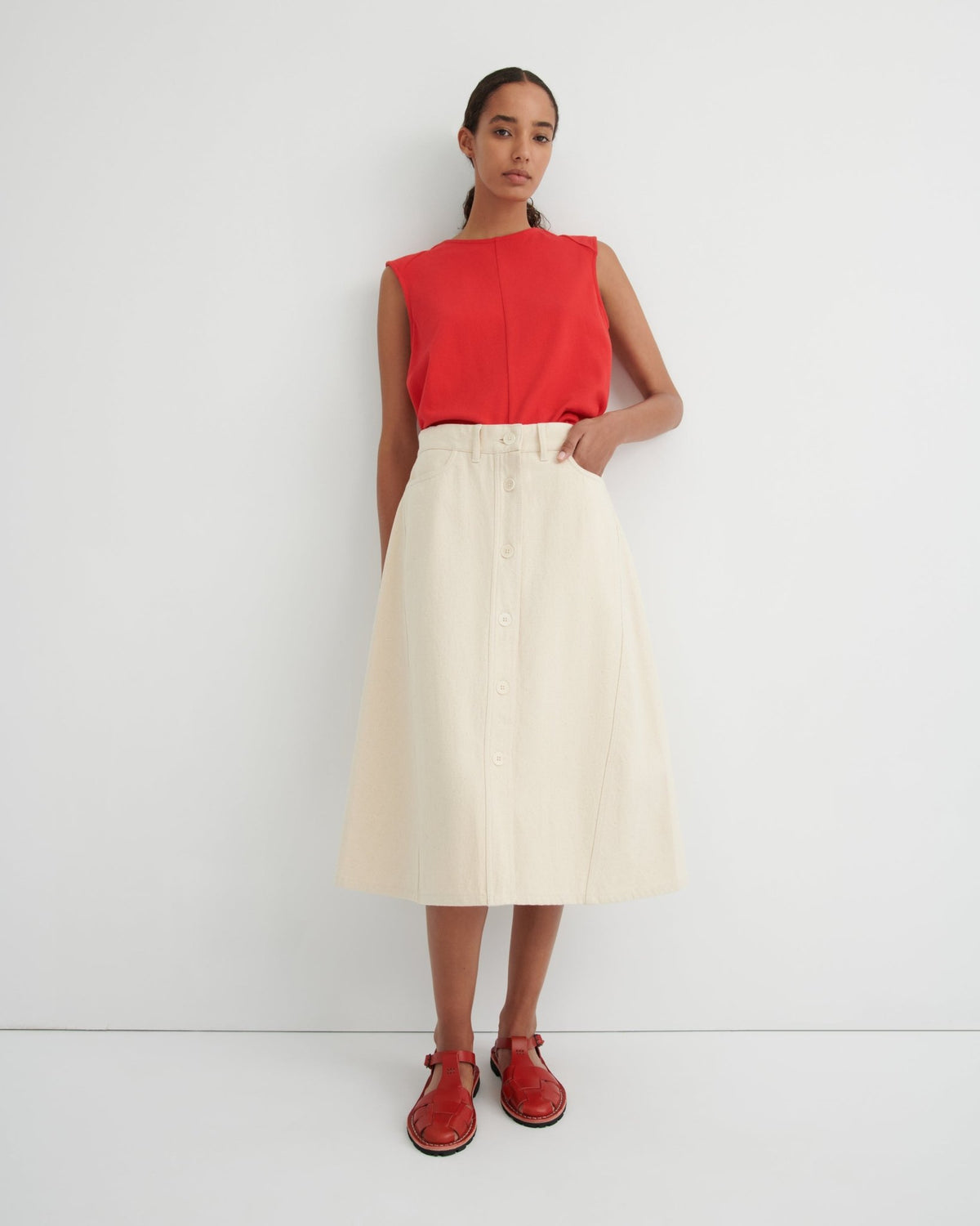 kowtow | Jubilee Skirt | Ecru Denim | Palm Boutique