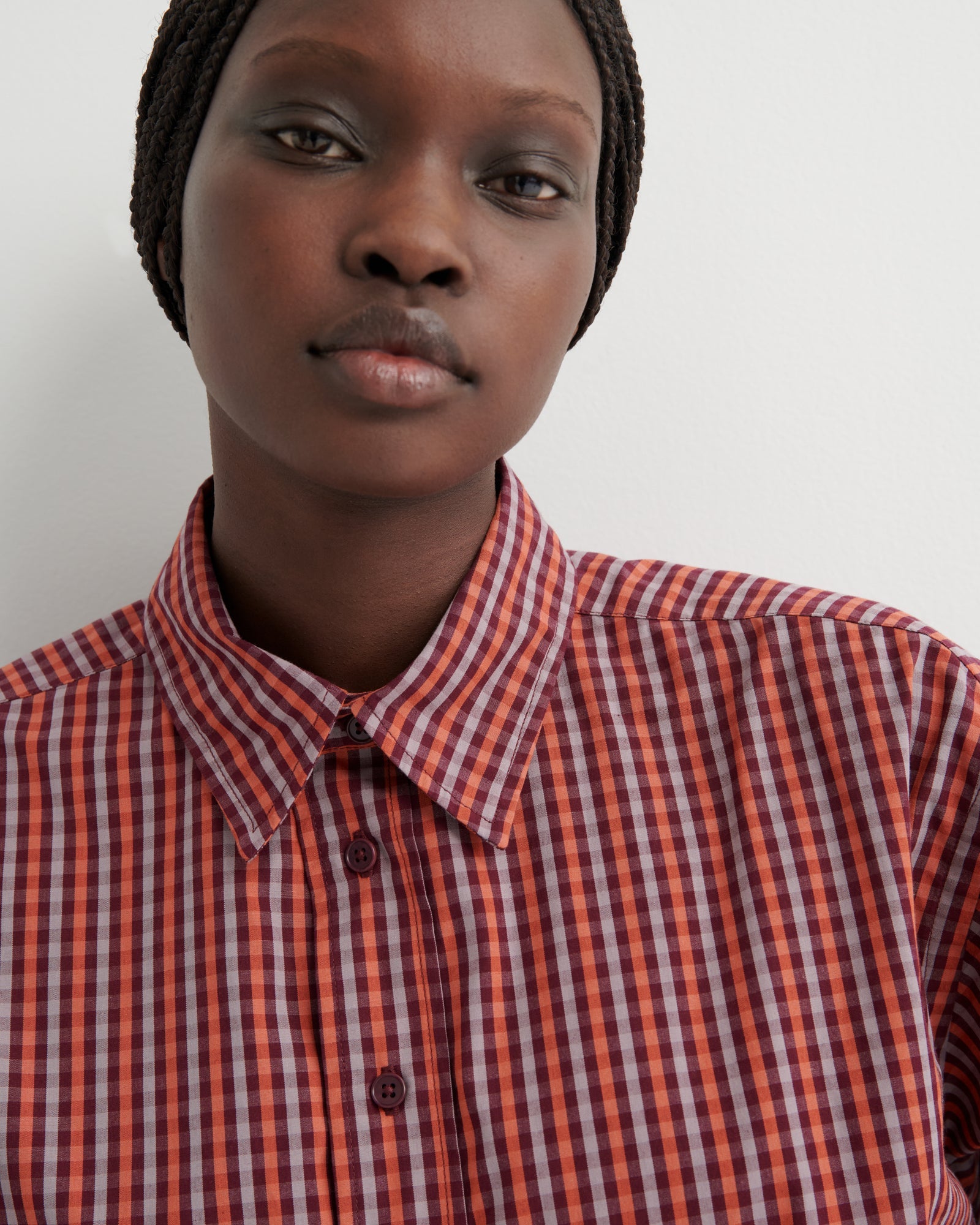 kowtow | Lauren Shirt | Maroon Check | Palm Boutique