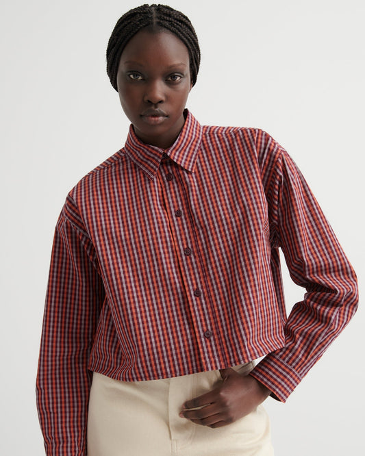 kowtow | Lauren Shirt | Maroon Check | Palm Boutique