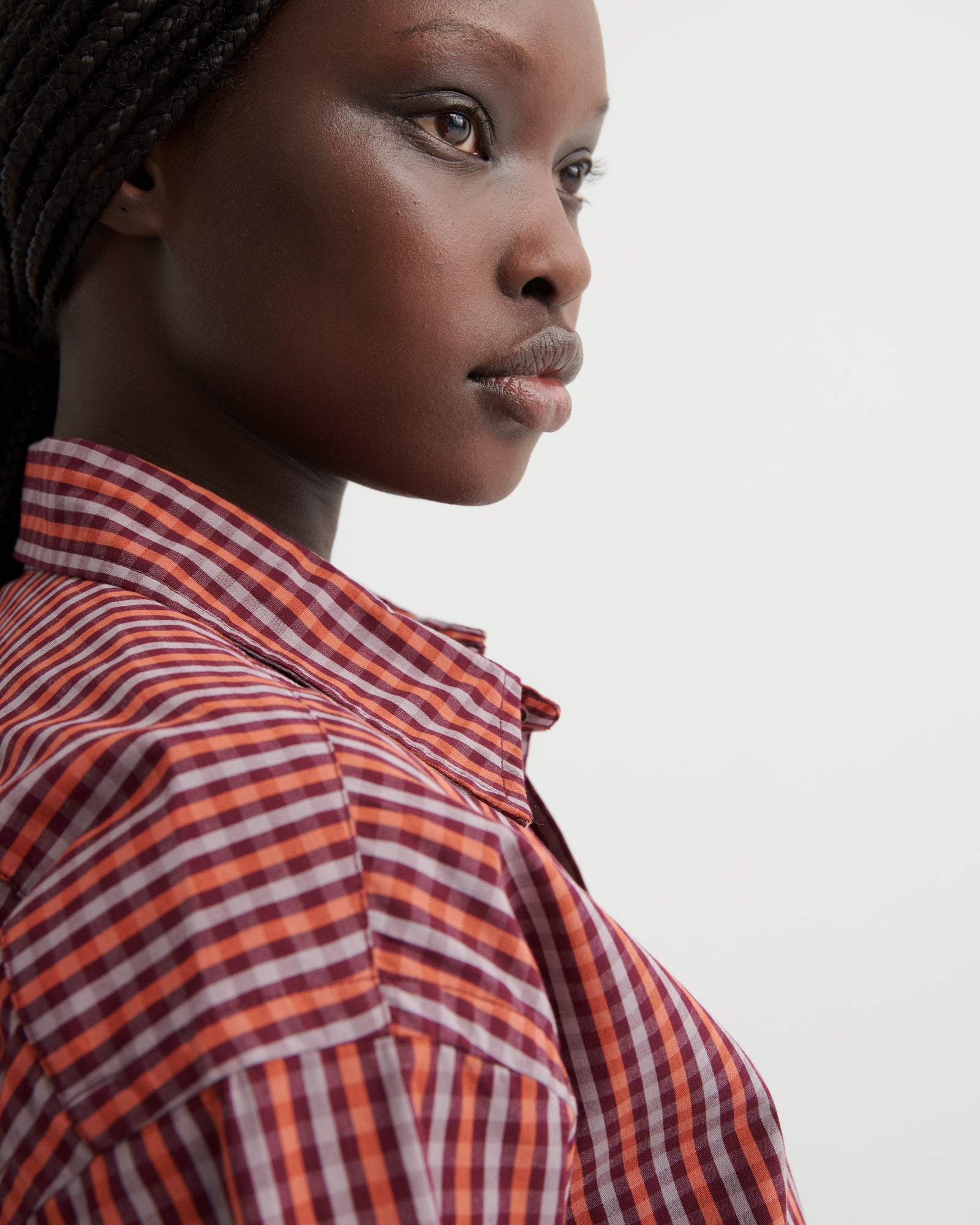 kowtow | Lauren Shirt | Maroon Check | Palm Boutique