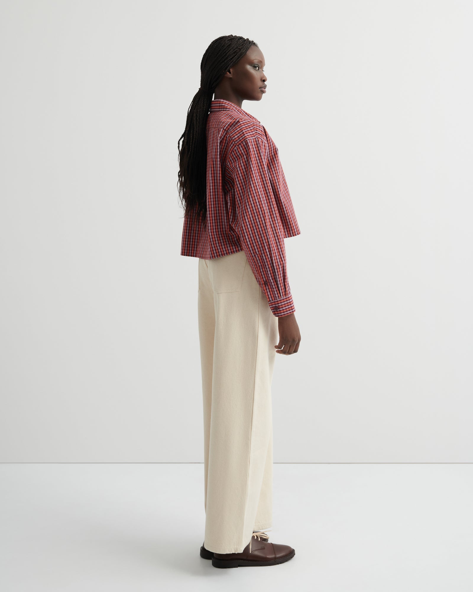 kowtow | Lauren Shirt | Maroon Check | Palm Boutique
