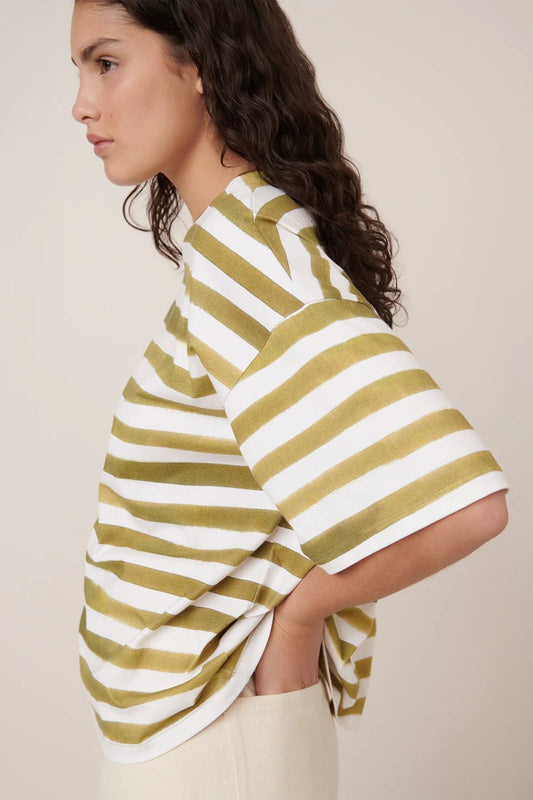 kowtow | Oversized Boxy Tee | Brushstroke Stripe | Palm Boutique