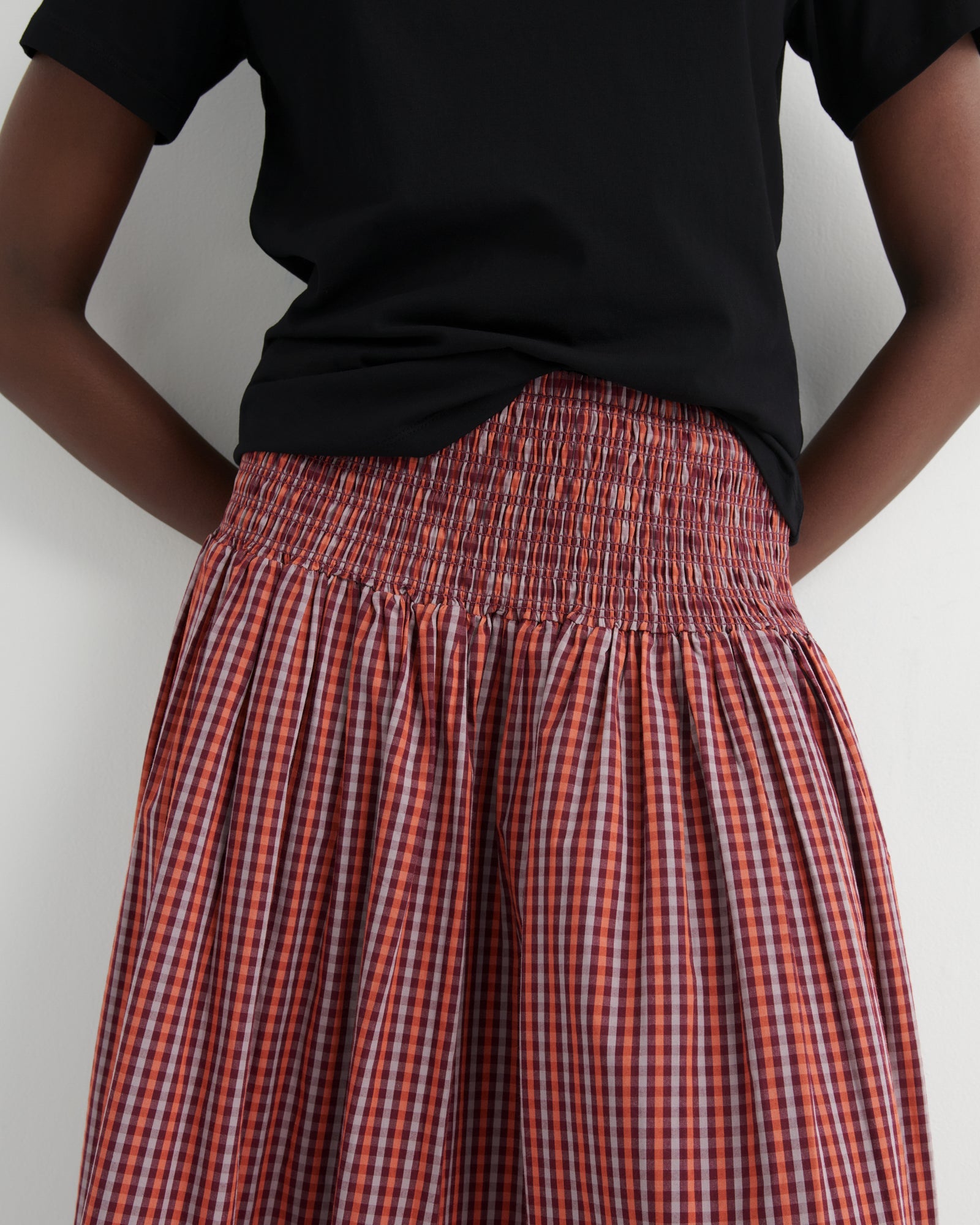 kowtow | Weaver Skirt | Maroon Check | Palm Boutique