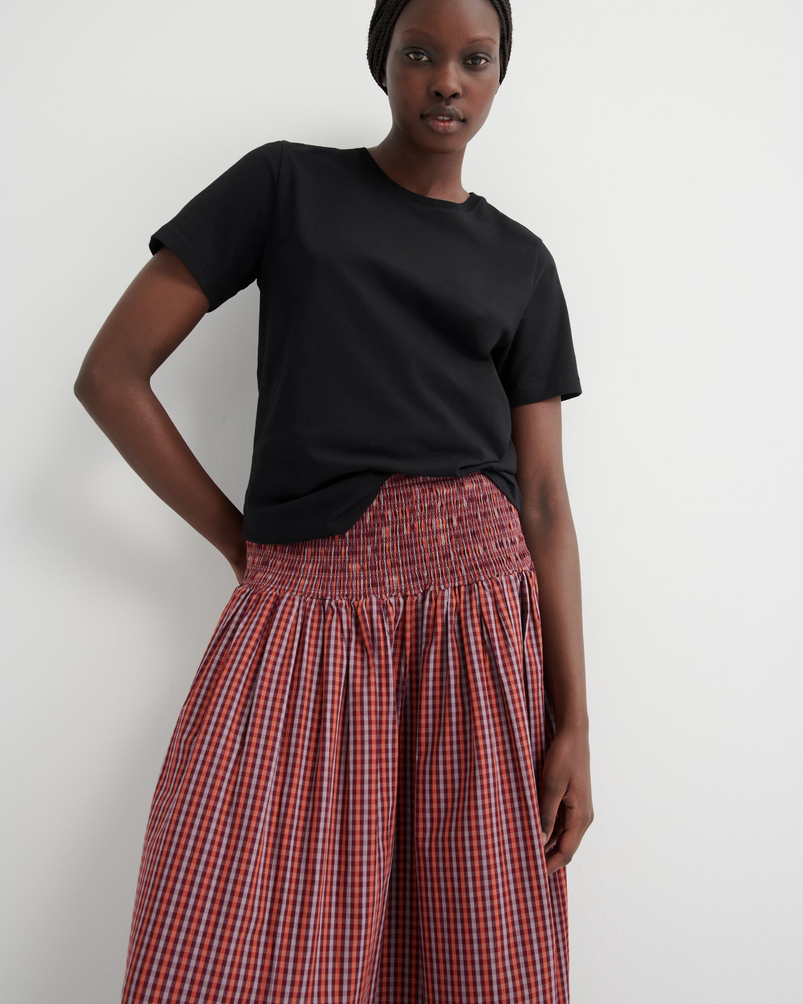 kowtow | Weaver Skirt | Maroon Check | Palm Boutique