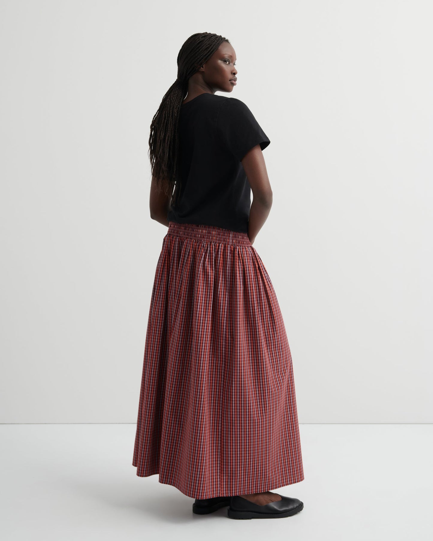 kowtow | Weaver Skirt | Maroon Check | Palm Boutique