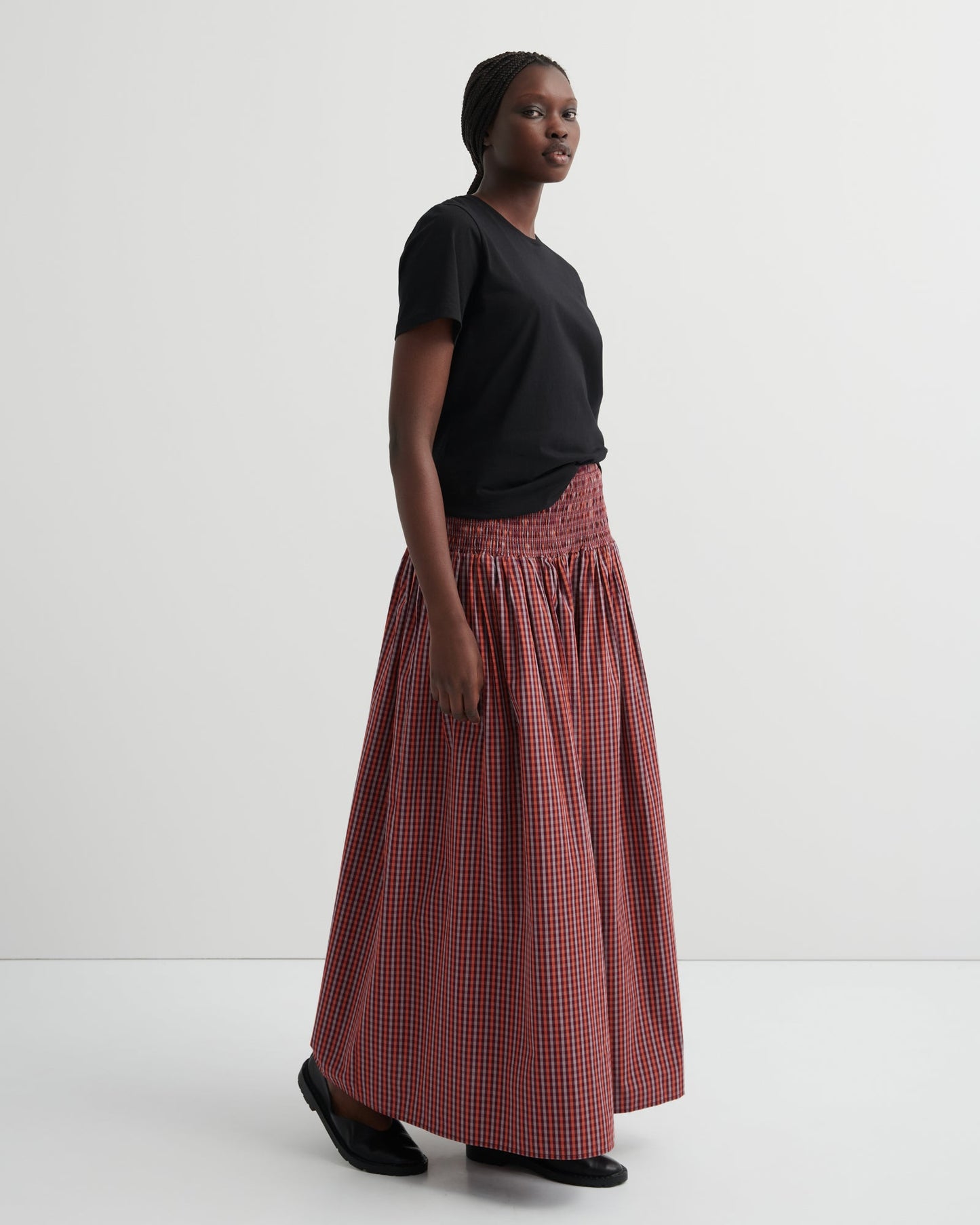kowtow | Weaver Skirt | Maroon Check | Palm Boutique