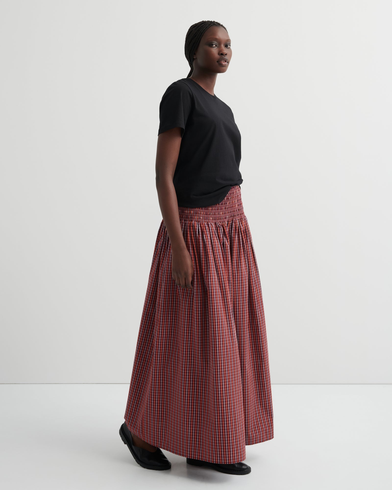 kowtow | Weaver Skirt | Maroon Check | Palm Boutique