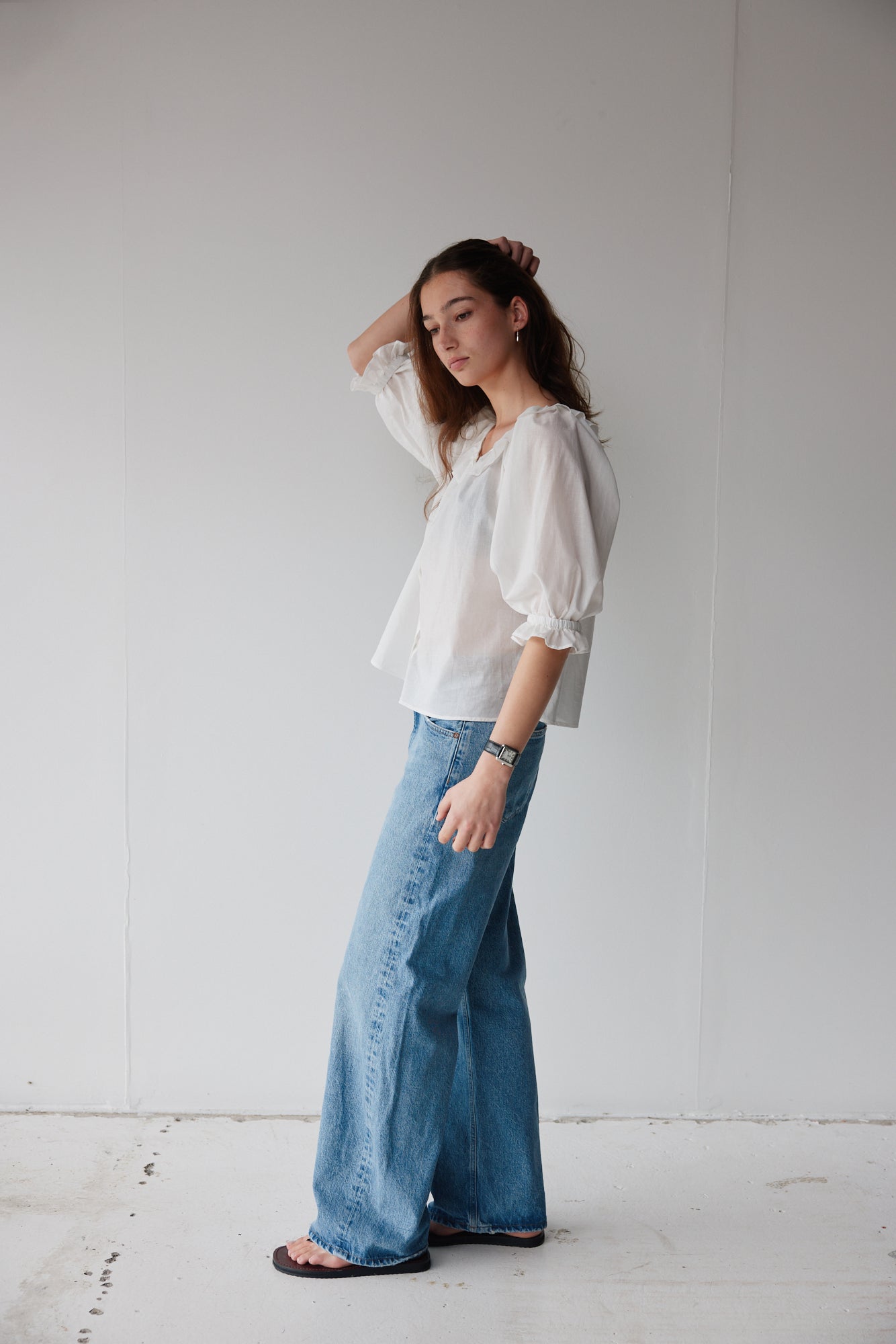 Mahsa | Bon Ruffle Blouse Cotton Voile | Cream | Palm Boutique