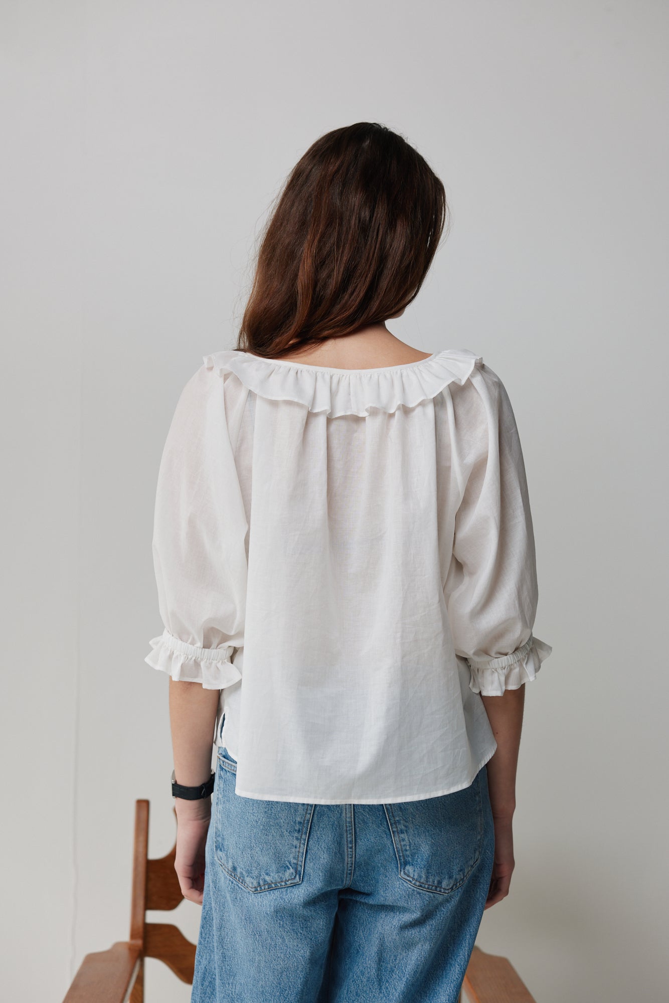 Mahsa | Bon Ruffle Blouse Cotton Voile | Cream | Palm Boutique