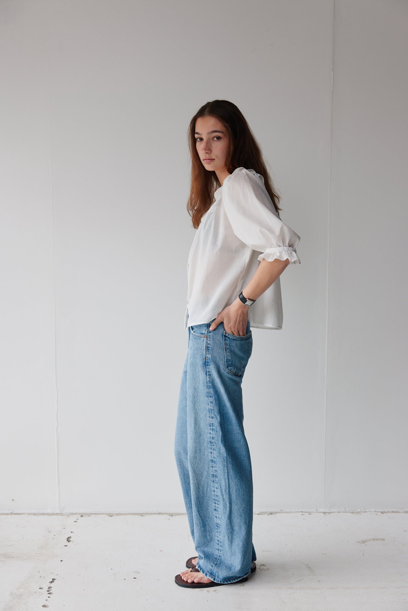 Mahsa | Bon Ruffle Blouse Cotton Voile | Cream | Palm Boutique