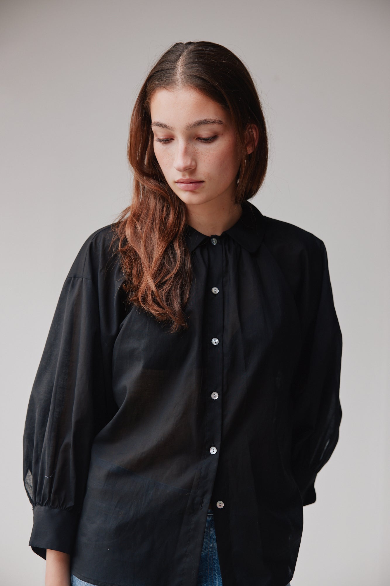 Mahsa | Dune Shirt Cotton Voile | Black | Palm Boutique
