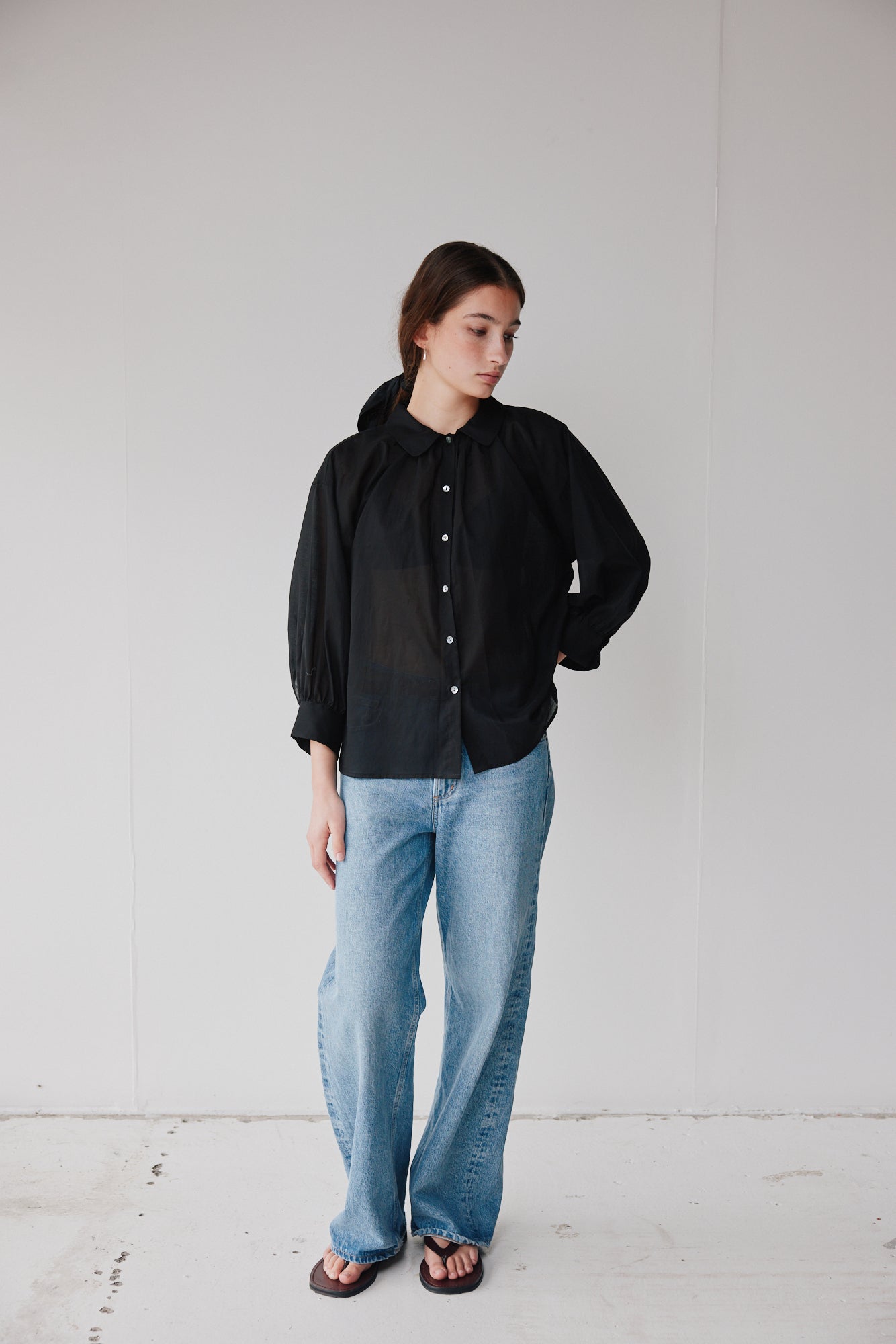 Mahsa | Dune Shirt Cotton Voile | Black | Palm Boutique