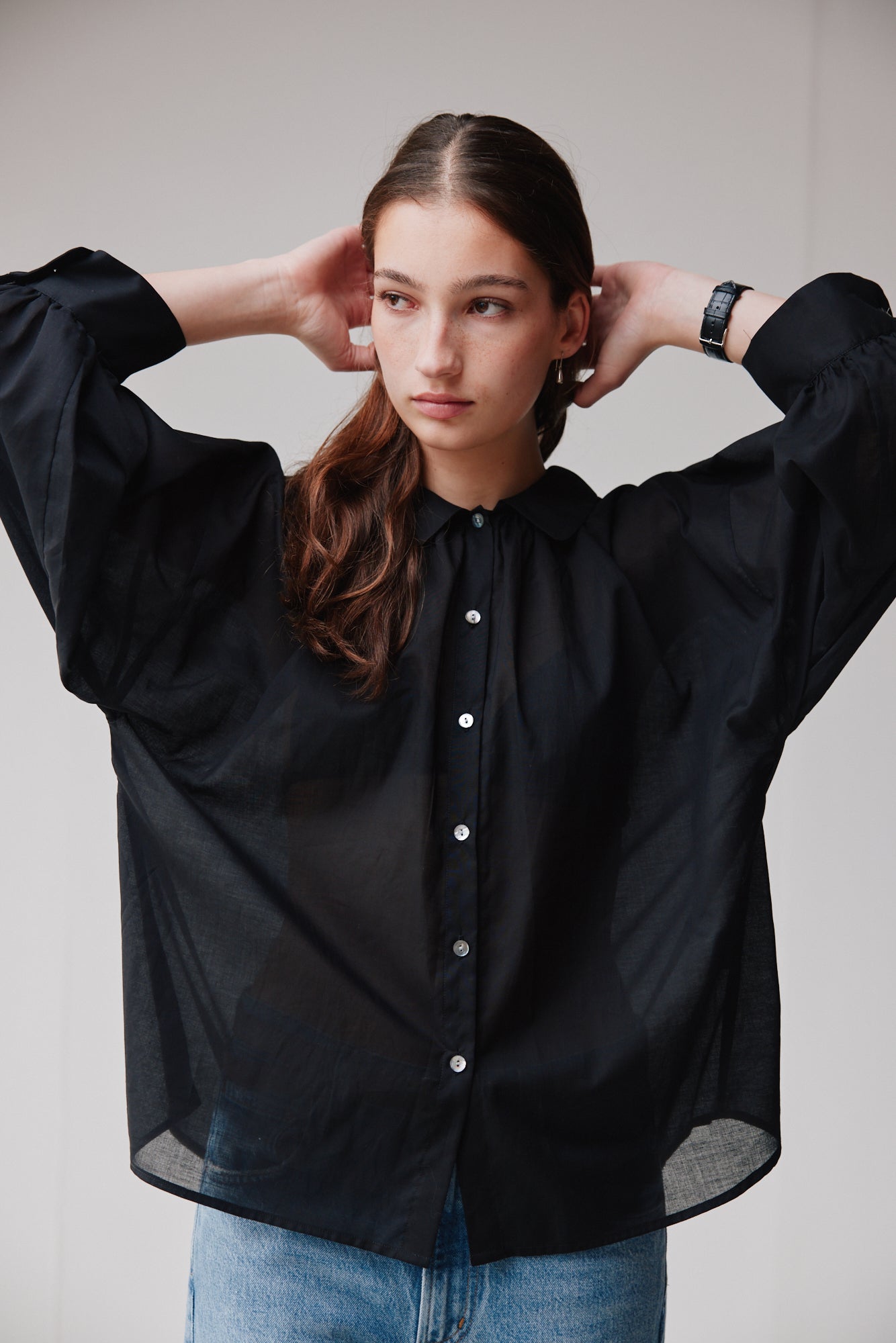 Mahsa | Dune Shirt Cotton Voile | Black | Palm Boutique