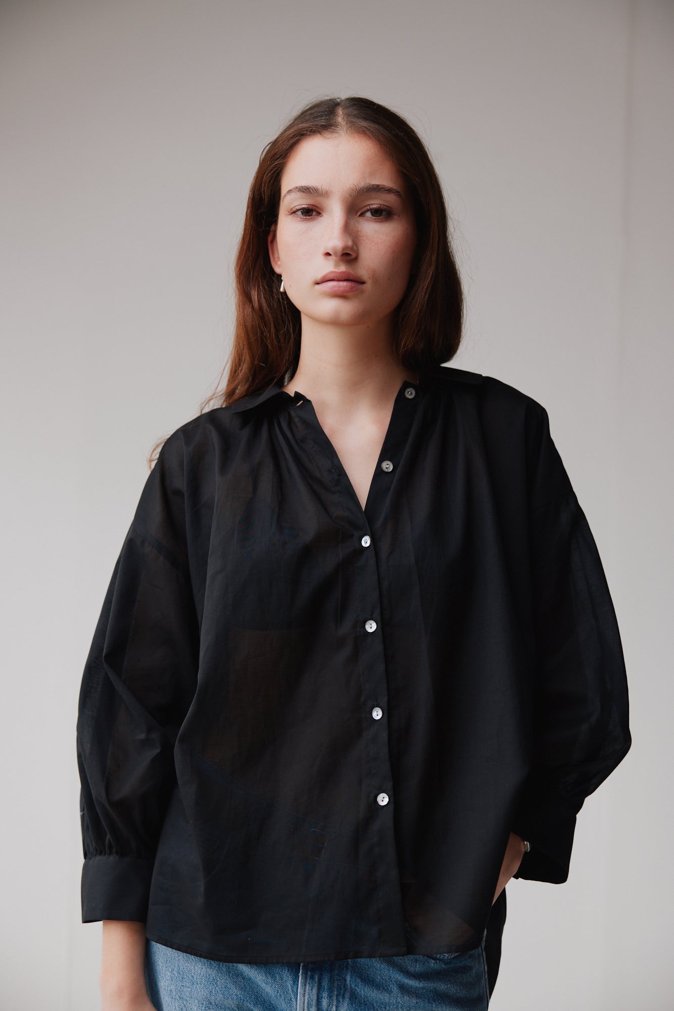 Mahsa | Dune Shirt Cotton Voile | Black | Palm Boutique