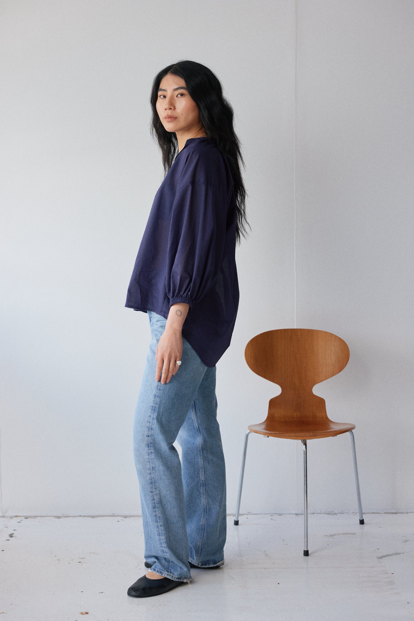 Mahsa | Everyday Blouse Cotton Voile | Indigo Blue | Palm Boutique