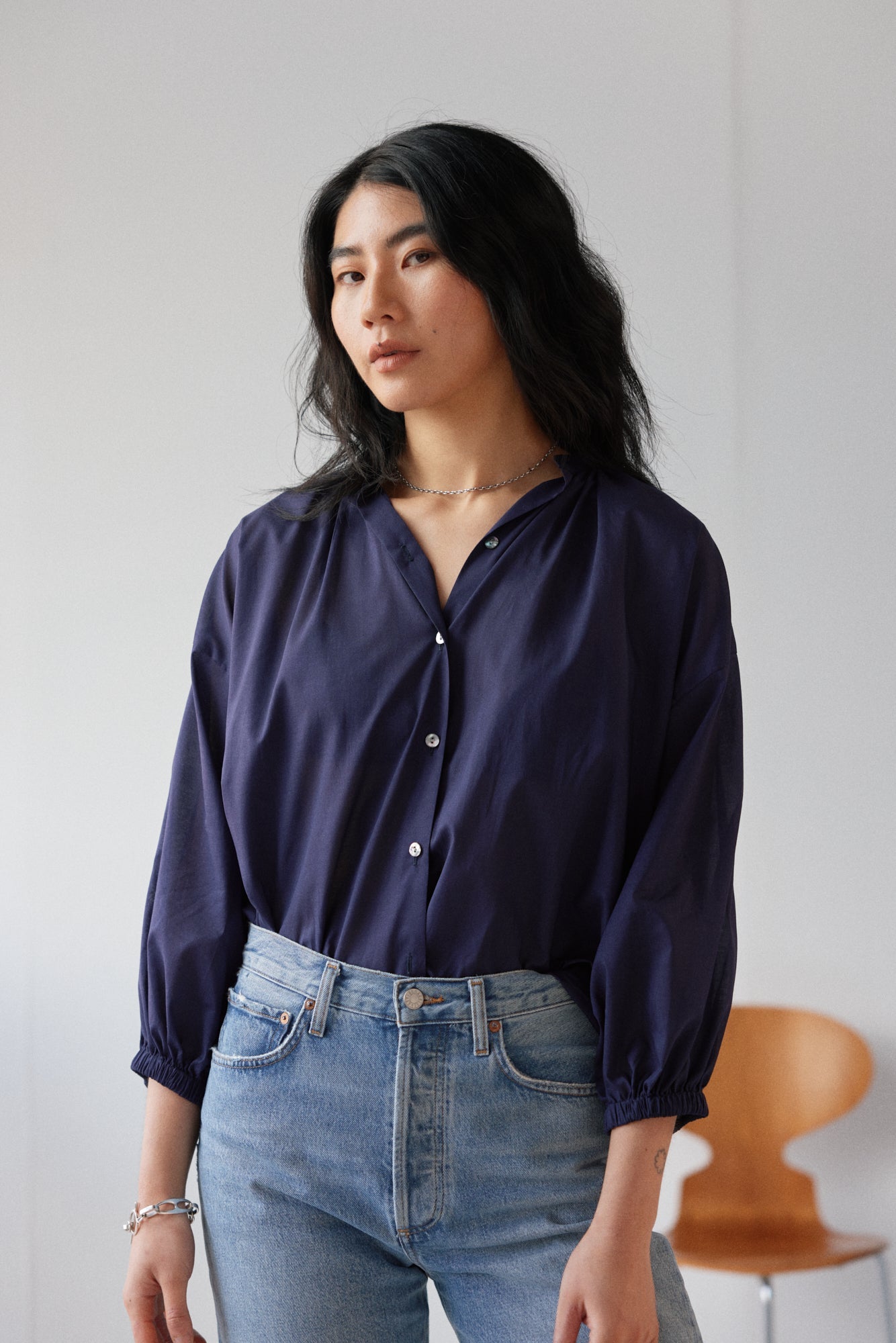 Mahsa | Everyday Blouse Cotton Voile | Indigo Blue | Palm Boutique