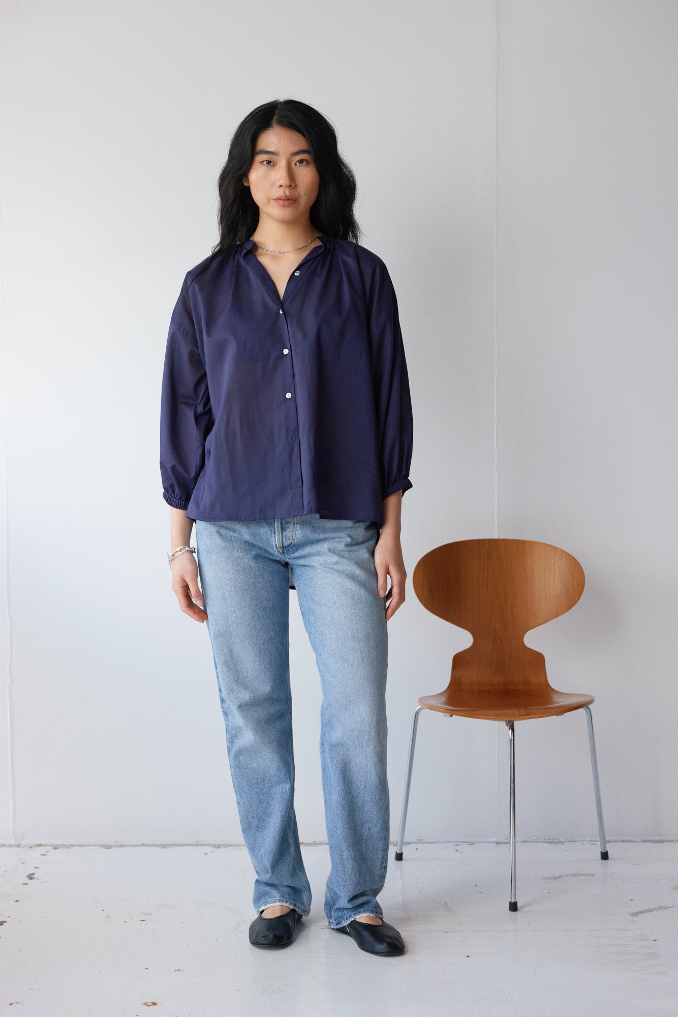 Mahsa | Everyday Blouse Cotton Voile | Indigo Blue | Palm Boutique