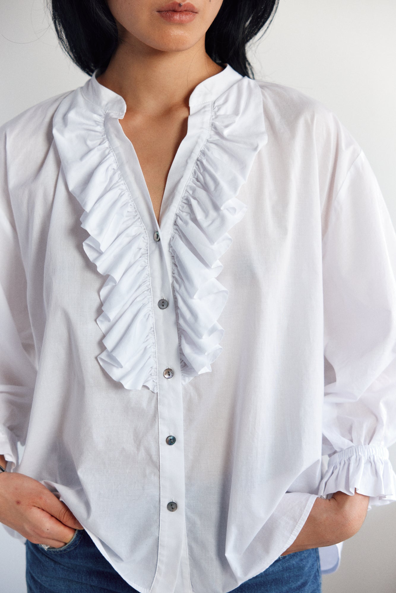 Mahsa | Jane Blouse Cotton Lawn | White | Palm Boutique