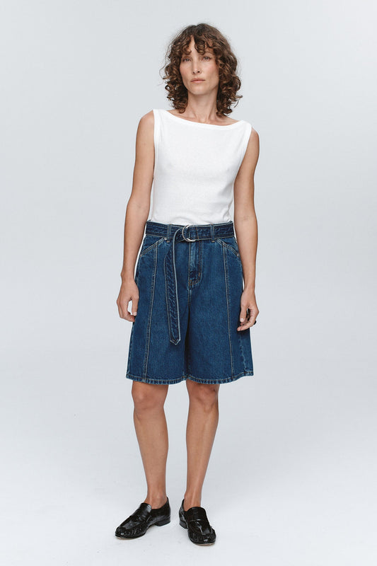 Marle | Belted Jean Short | Washed Indigo | Palm Boutique