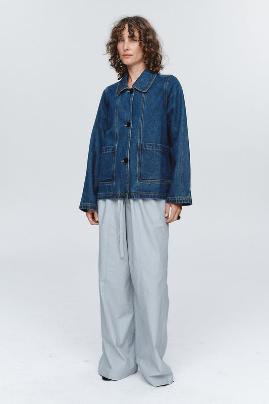 Marle | Cropped Pea Jacket | Washed Indigo | Palm Boutique