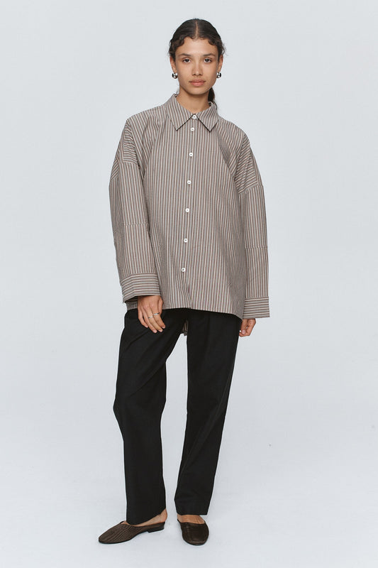 Marle | Edie Shirt | Chocolate Stripe | Palm Boutique