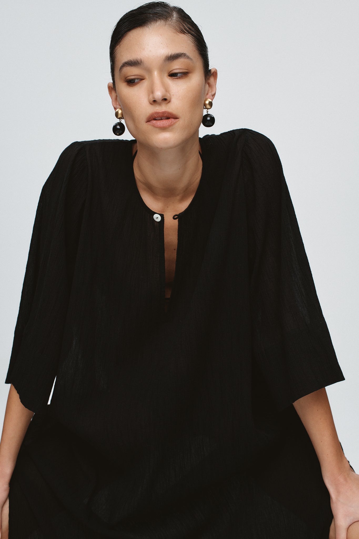 Marle | Kaftan | Black Crinkle | Palm Boutique